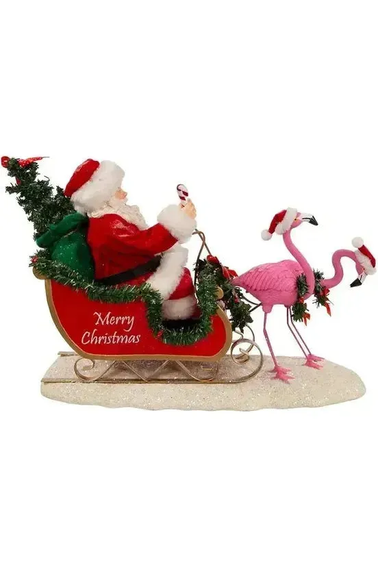 Kurt Adler 10" Fabriché™ Santa In Sleigh With Flamingos