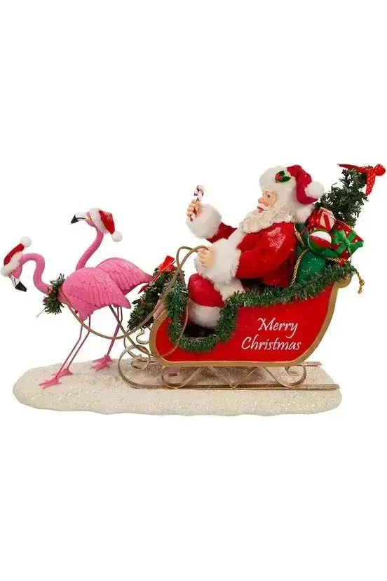 Kurt Adler 10" Fabriché™ Santa In Sleigh With Flamingos