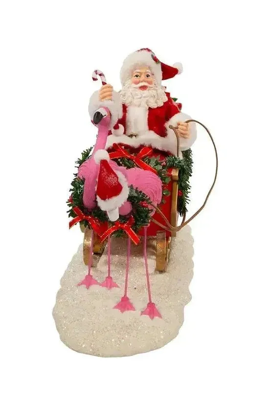 Kurt Adler 10" Fabriché™ Santa In Sleigh With Flamingos