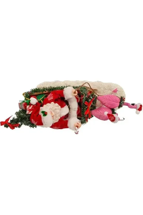 Kurt Adler 10" Fabriché™ Santa In Sleigh With Flamingos