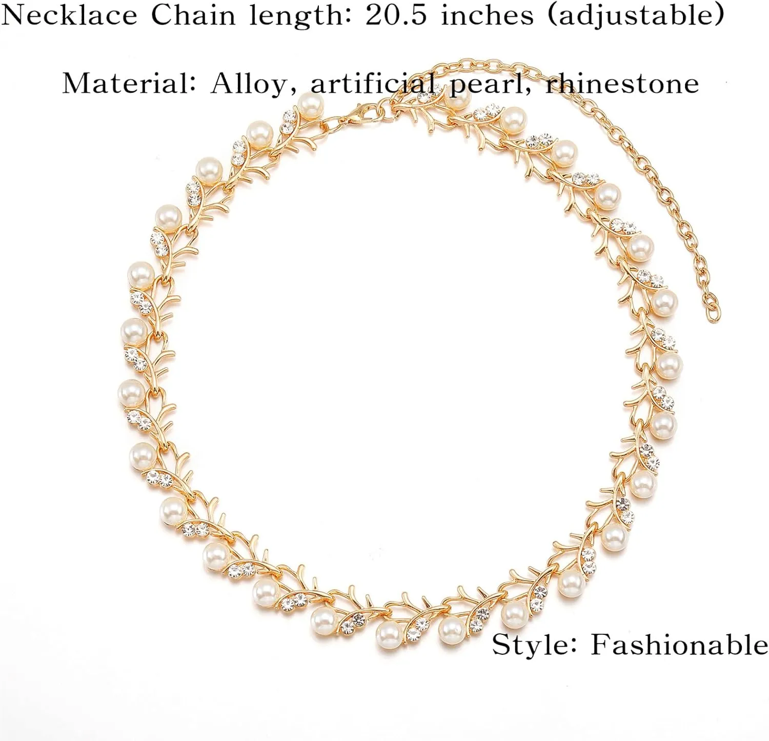 la luen Pearl Bride Wedding Jewelry Set Faux Pearls Crystal Rhinestone Necklace Earrings Bracelet Sets for Women Bridesmaid Wedding Parties Dates Everyday Wear