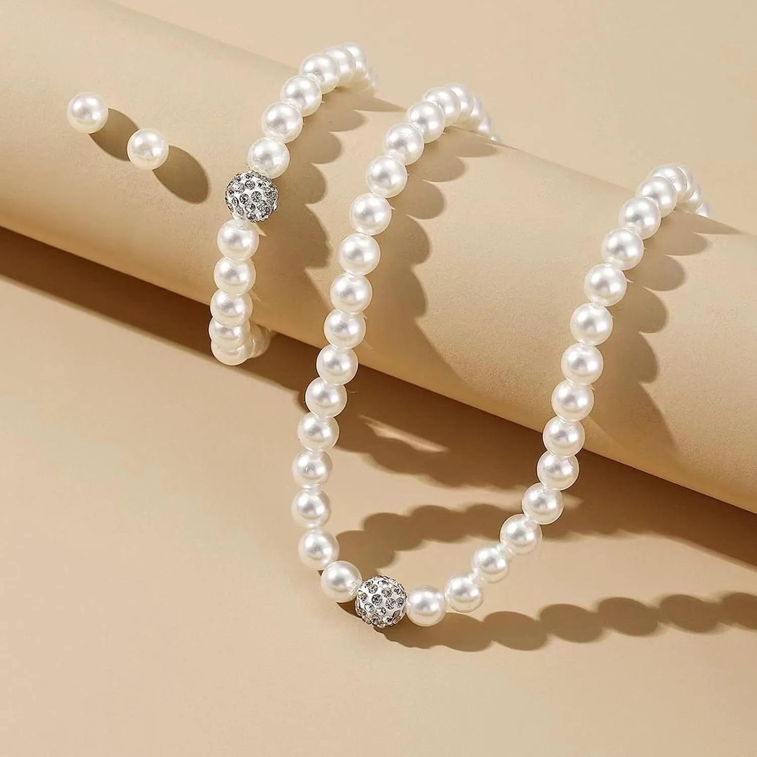 la luen Pearl Bride Wedding Jewelry Set Faux Pearls Crystal Rhinestone Necklace Earrings Bracelet Sets for Women Bridesmaid Wedding Parties Dates Everyday Wear