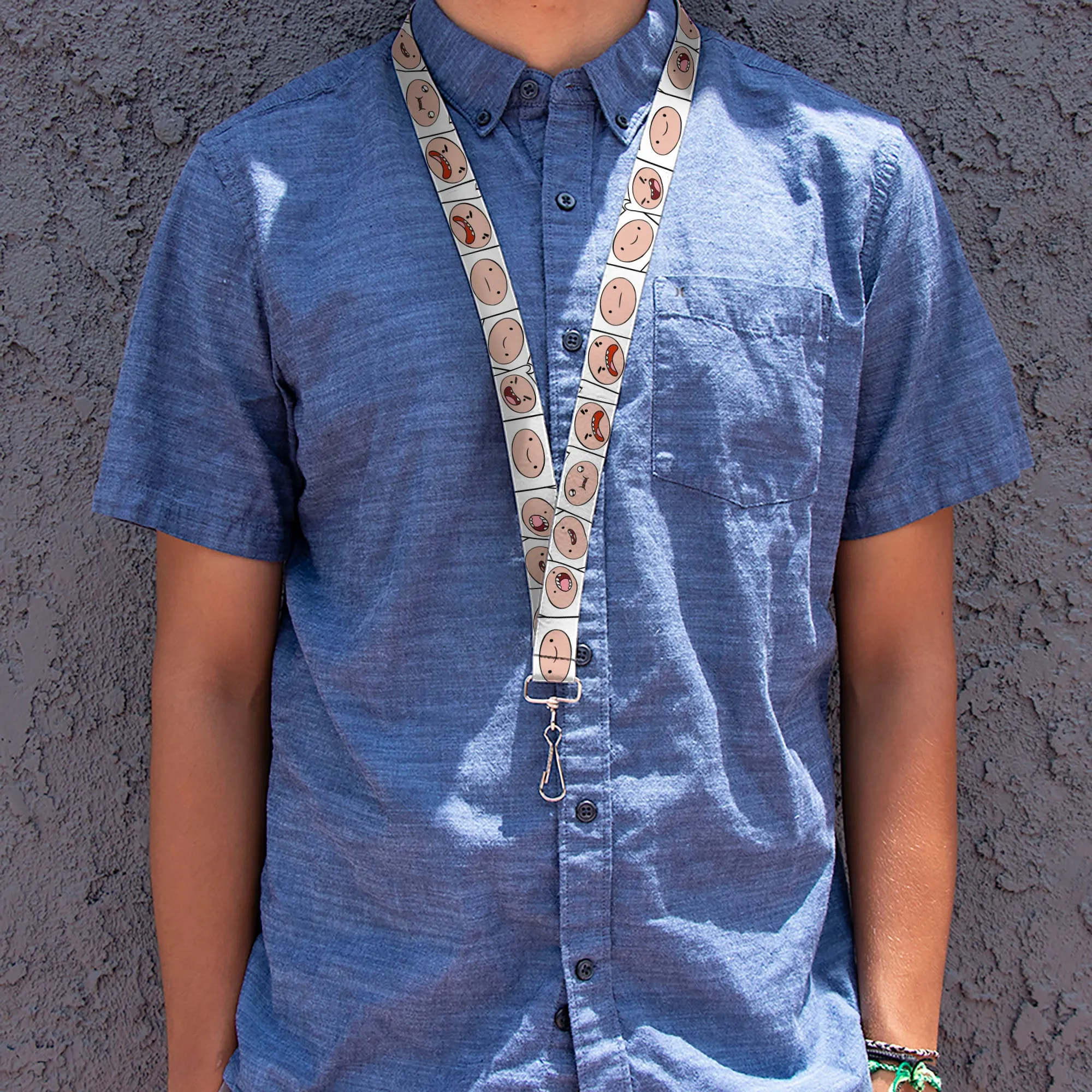 Lanyard - 1.0" - Adventure Time Finn Expression Blocks White