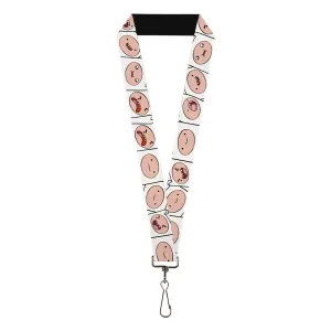 Lanyard - 1.0" - Adventure Time Finn Expression Blocks White