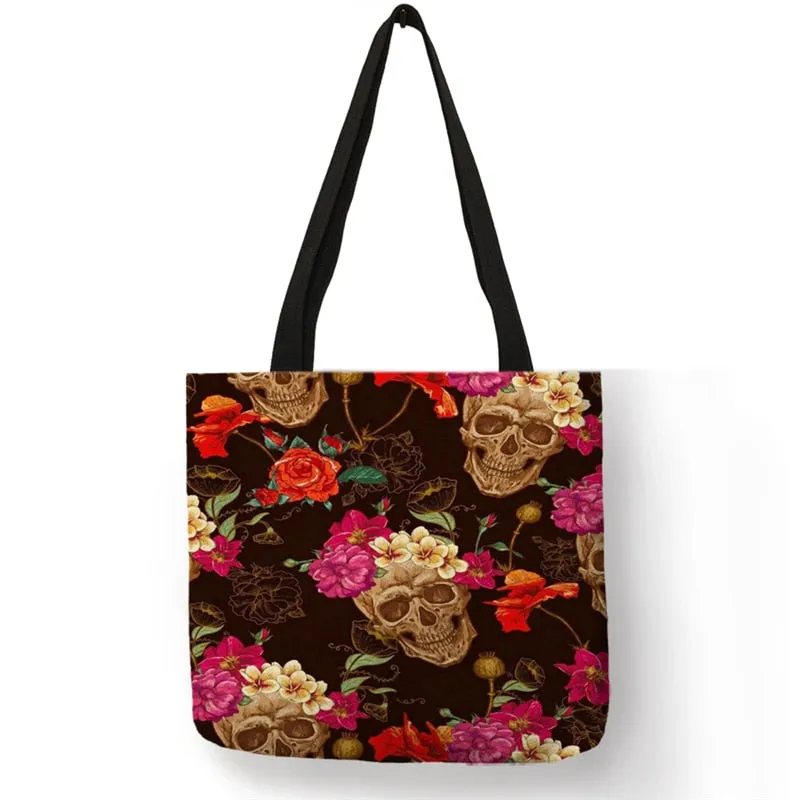 Large Capacity Canvas/Linen Shopping Bag with Unique Detailed Designs - Multipurpose