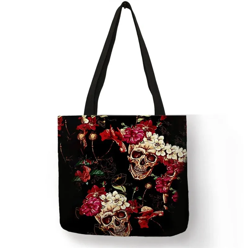 Large Capacity Canvas/Linen Shopping Bag with Unique Detailed Designs - Multipurpose