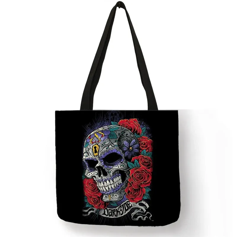 Large Capacity Canvas/Linen Shopping Bag with Unique Detailed Designs - Multipurpose