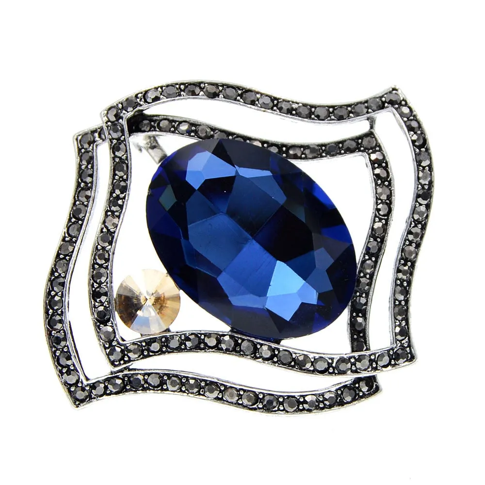Large Crystal Geometric Brooches For Women