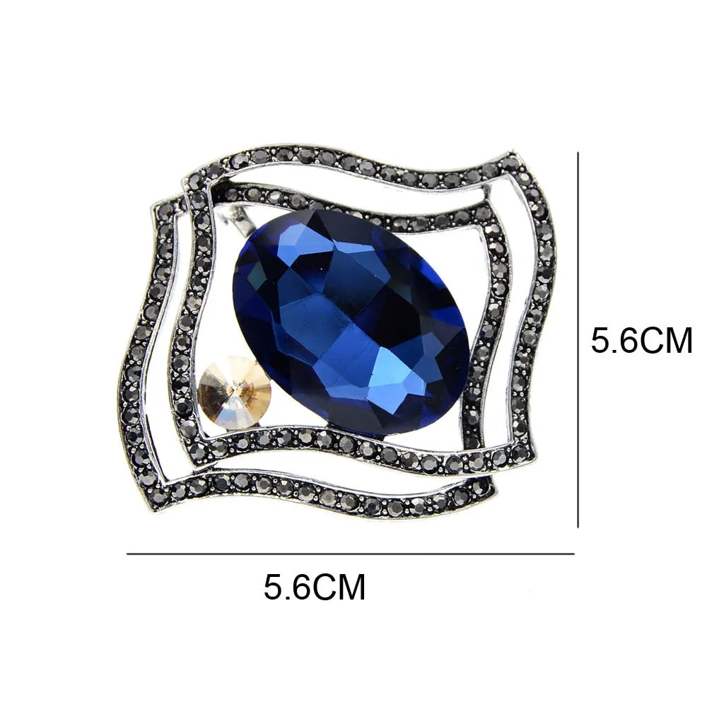 Large Crystal Geometric Brooches For Women