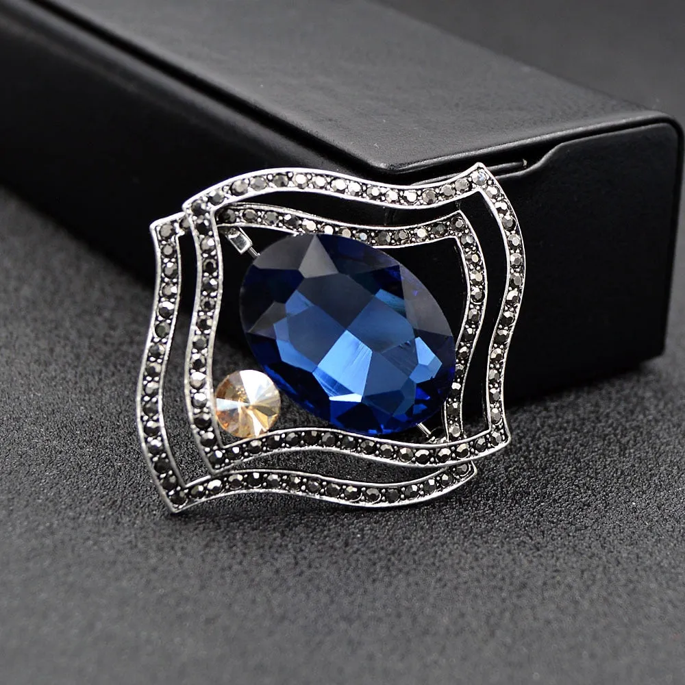 Large Crystal Geometric Brooches For Women