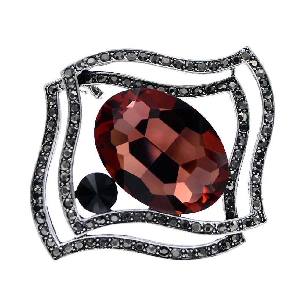 Large Crystal Geometric Brooches For Women