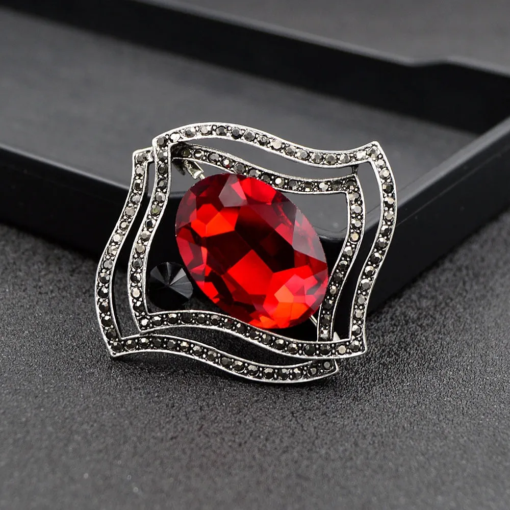 Large Crystal Geometric Brooches For Women