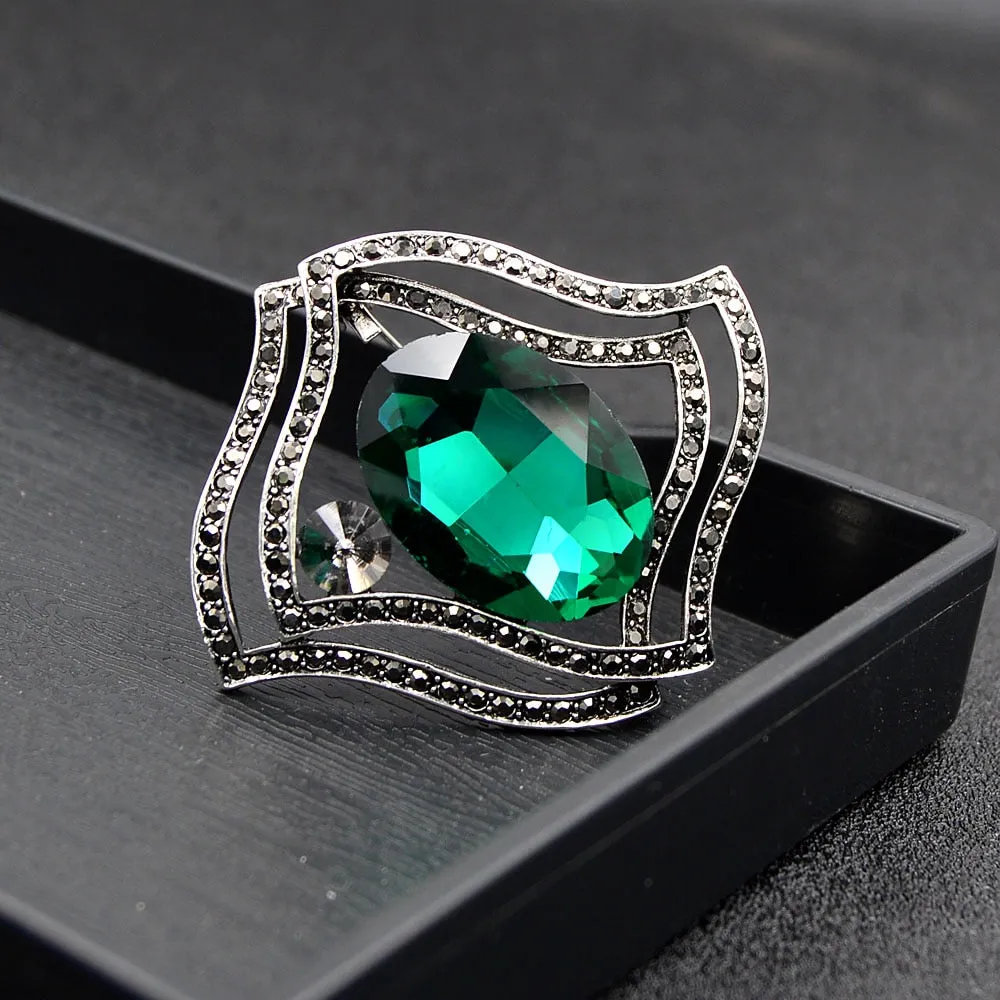Large Crystal Geometric Brooches For Women