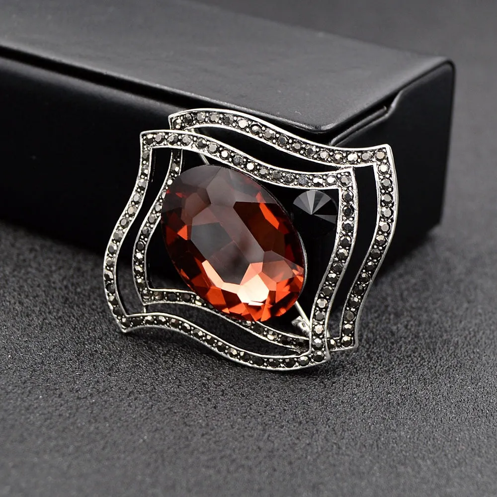Large Crystal Geometric Brooches For Women