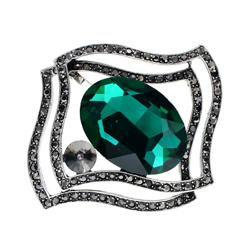 Large Crystal Geometric Brooches For Women