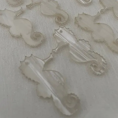 Laser Cut Acrylic - 50mm Seahorse 1 Tag Hole Inward Facing PAIR