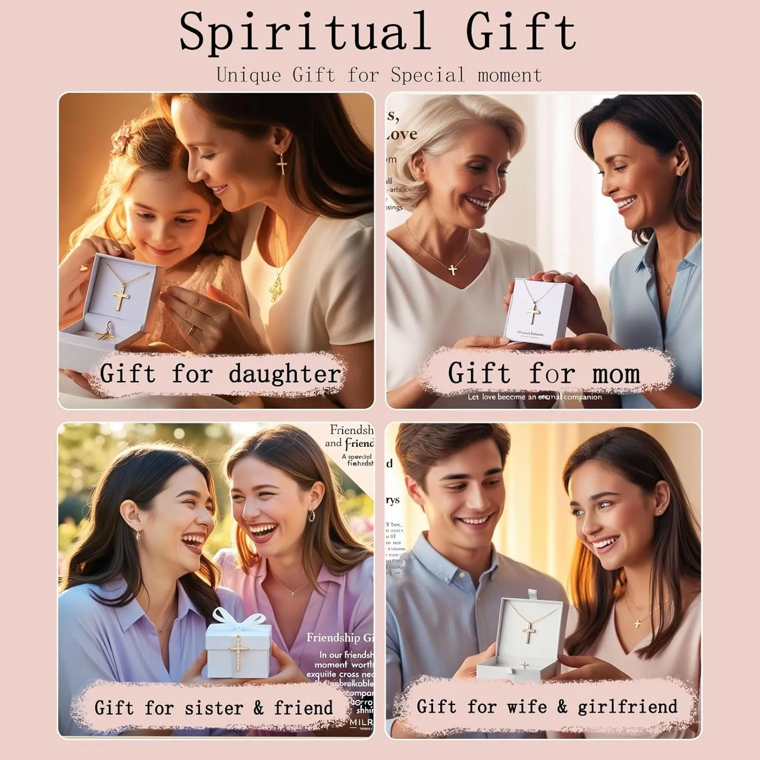 Layered Initial Necklace for Women, Fashion Cross Pendant Necklaces for Women, 18K Gold Plated Cute Letter Necklace A-Z, Hypoallergenic, Religious Christian Jewelry Birthday Gifts for Women