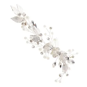 Leaf Flower Hair Clasp Pearl Barrettes for Women Bridal Accessory Headband