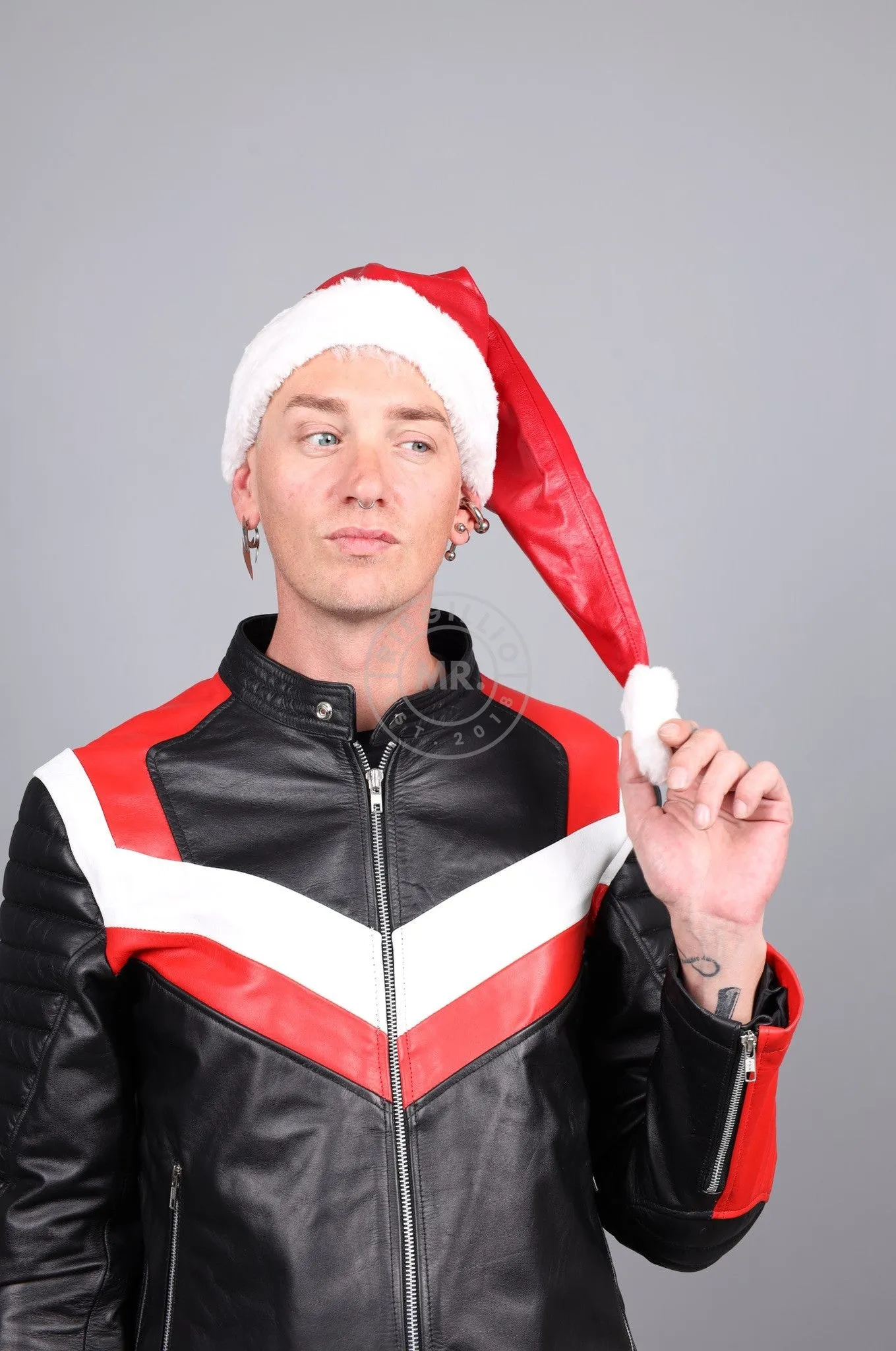 Leather Christmas Hat - Red