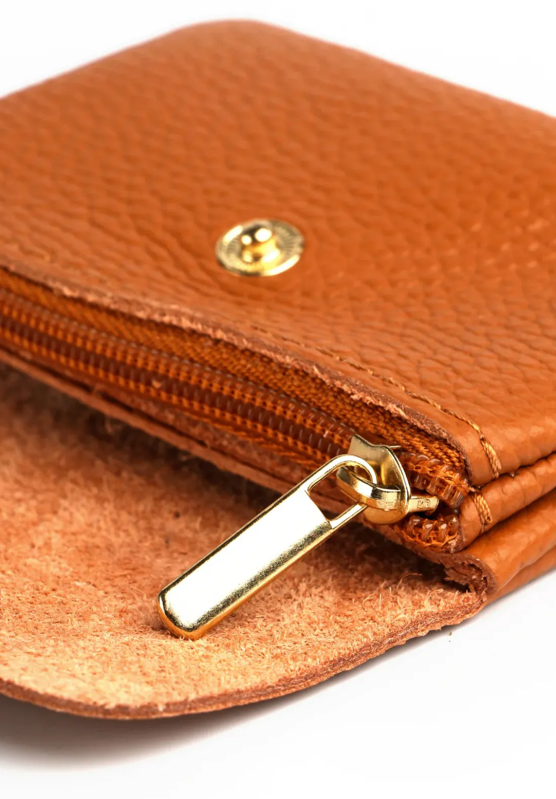 Leather Credit Card Coin Purse | Tan