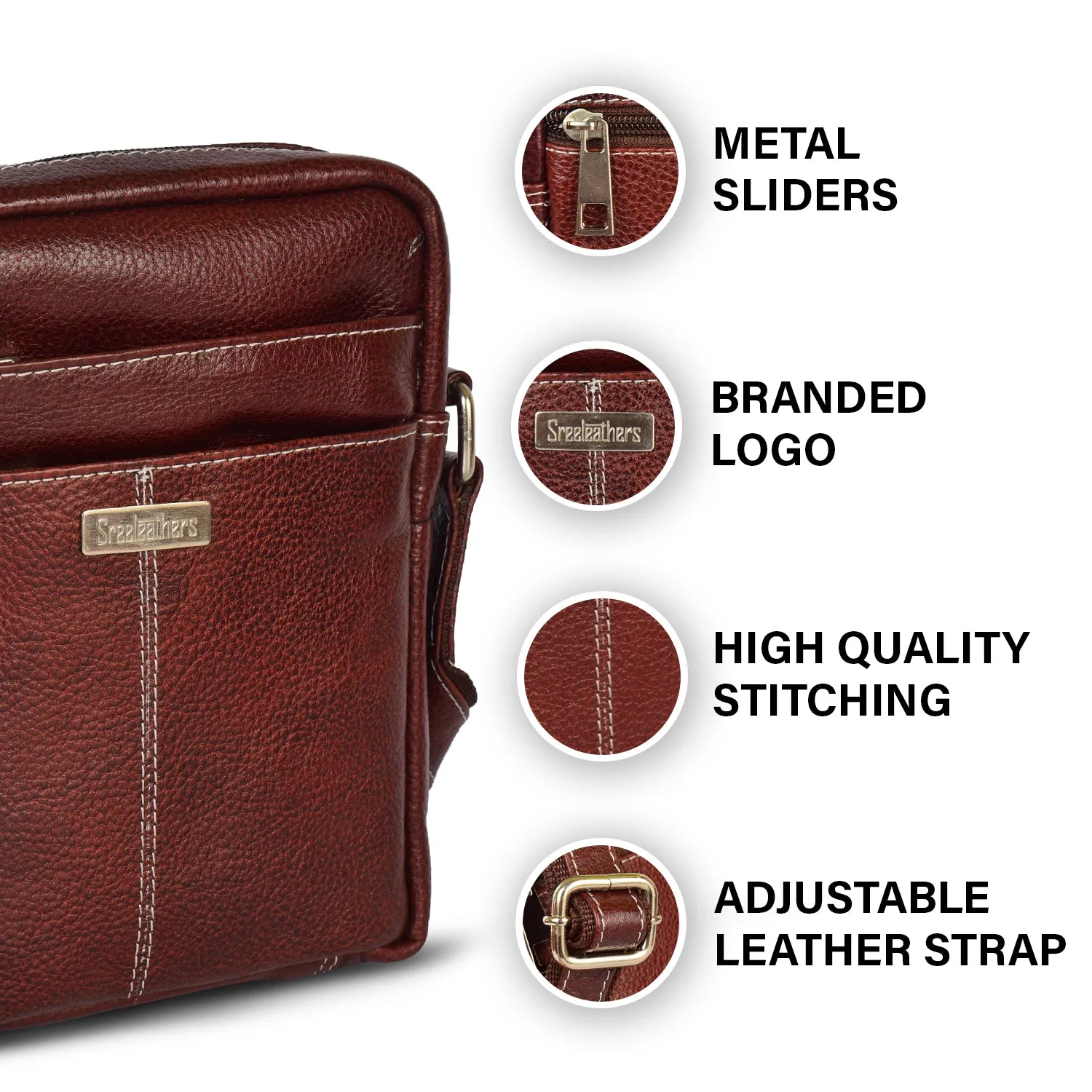 Leather Messenger Bag 36820 (Brown)