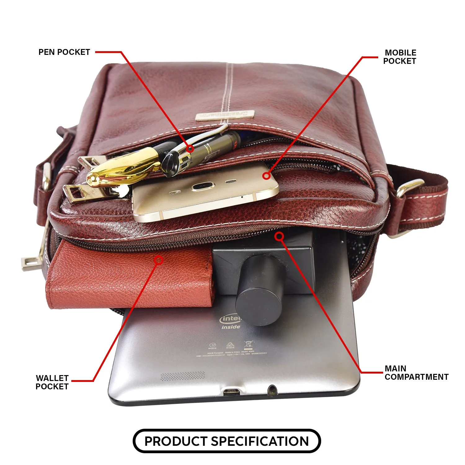 Leather Messenger Bag 36820 (Brown)