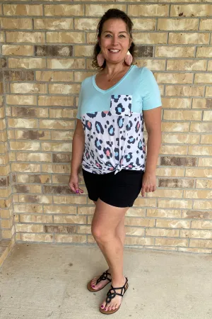 Leopard Print Color Block Shirt