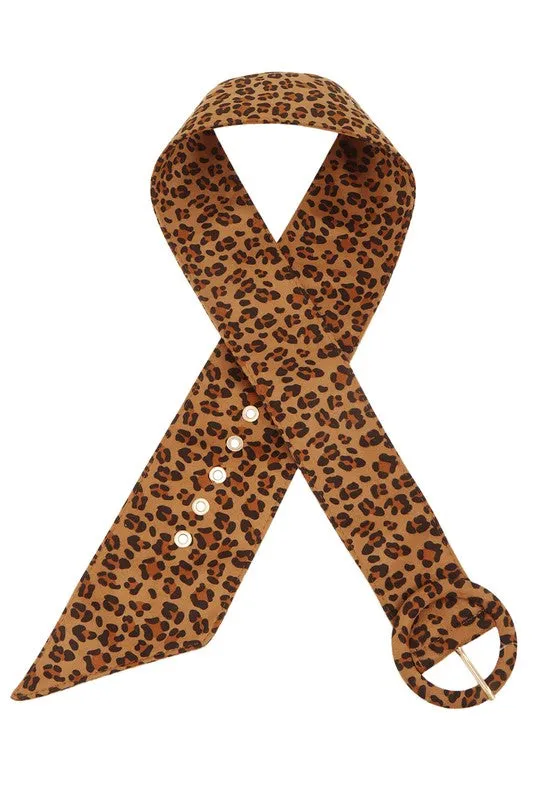 Leopard Print Faux Suede Belt