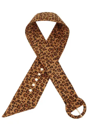 Leopard Print Faux Suede Belt