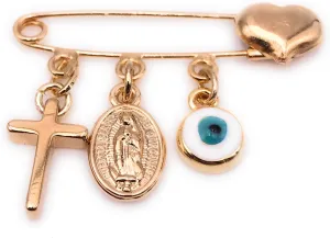 LESLIE BOULES Gold Plated Brooch Pin for New Born Charm Religious Jewelry