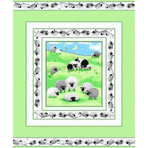 Lewe the Ewe - Sheep Quilt Light Green Panel