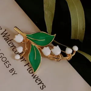 Lily of the valley Brooch Green Plant Exquisite Women Clothing Silk Scarf Brooches
