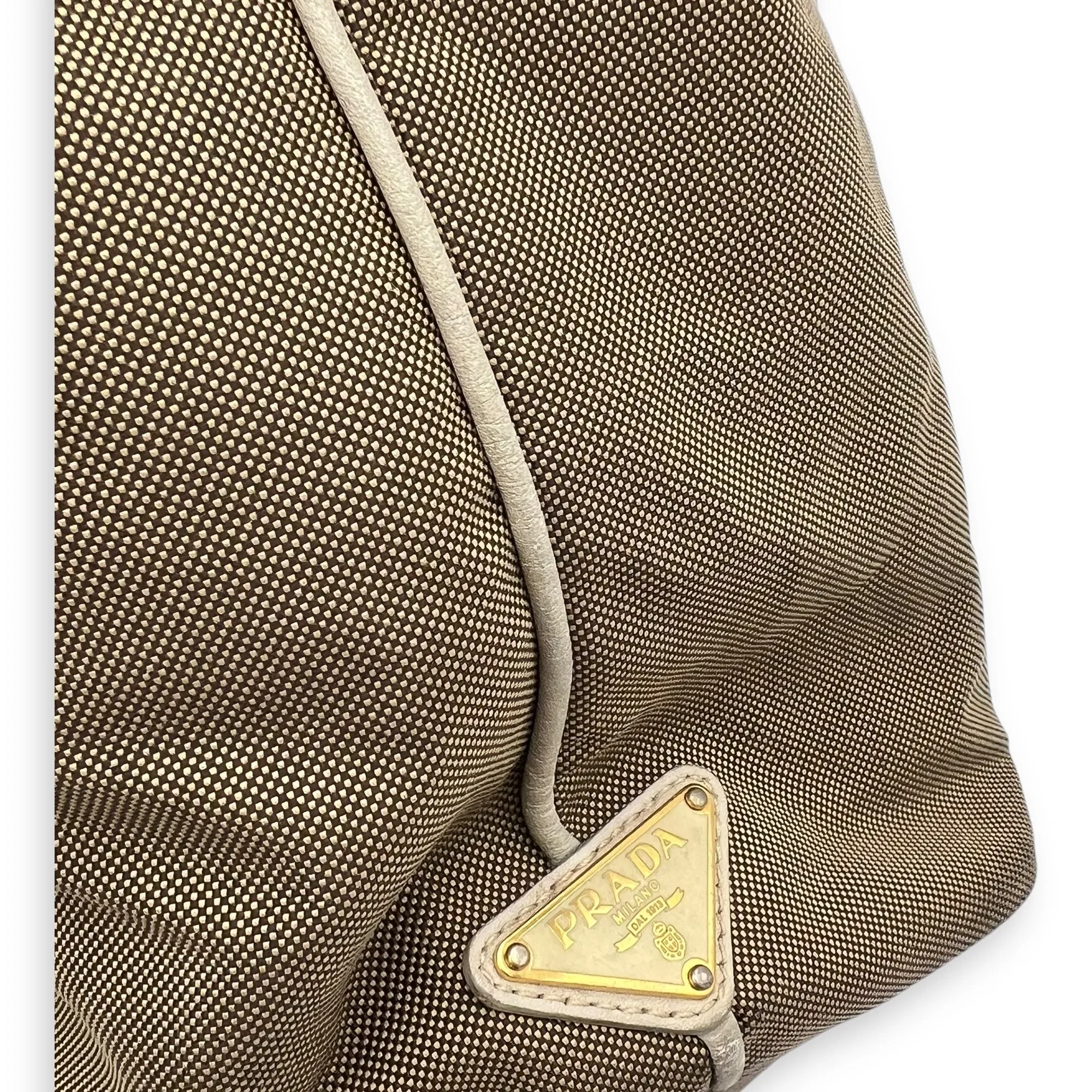 Logo Tote Bag Beige in Canvas, Gold hardware