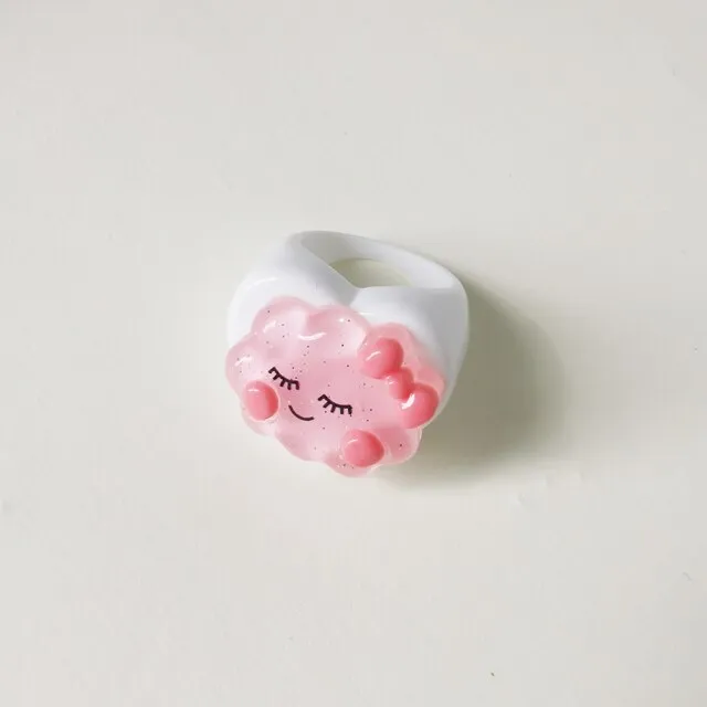 Lost Lady Cute Crown Clound Duck Flower Rings for Women