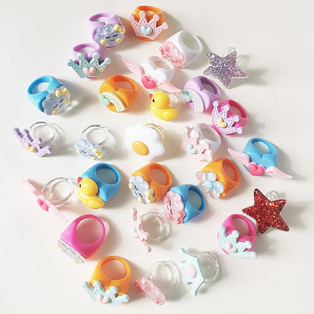 Lost Lady Cute Crown Clound Duck Flower Rings for Women