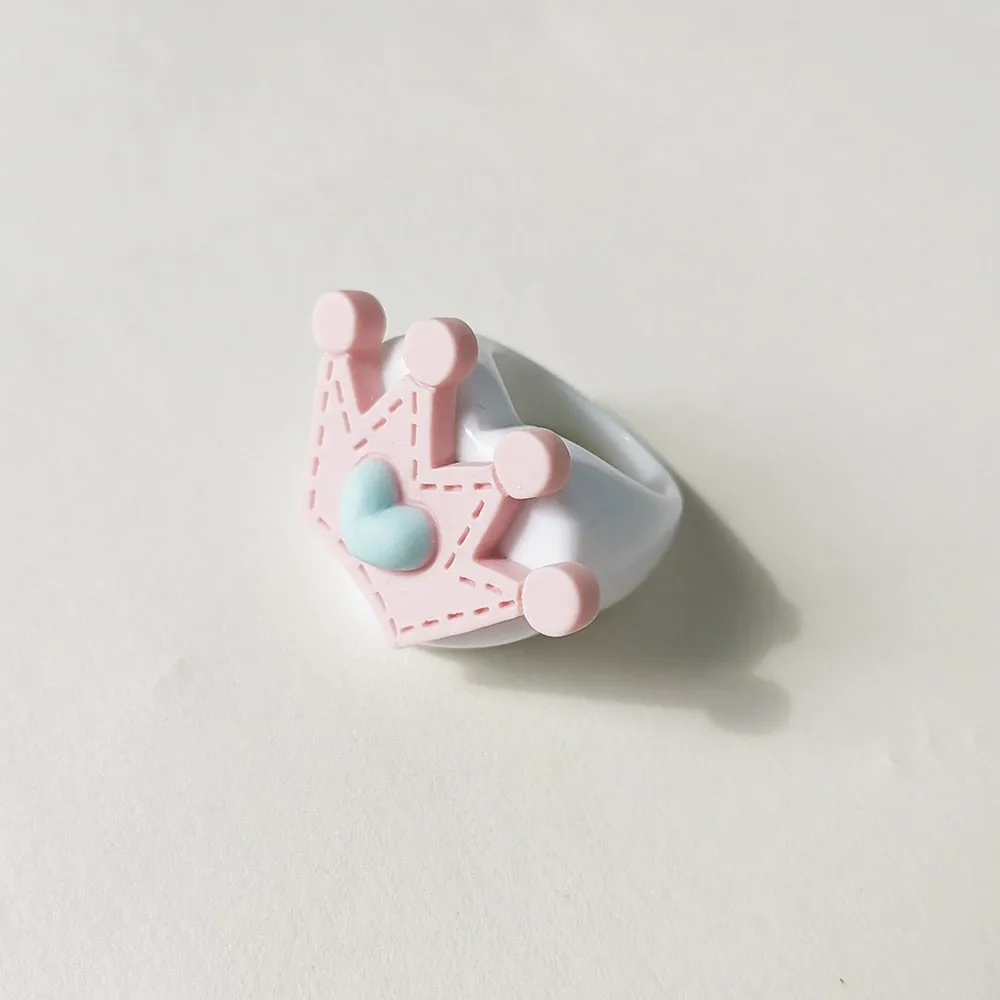 Lost Lady Cute Crown Clound Duck Flower Rings for Women