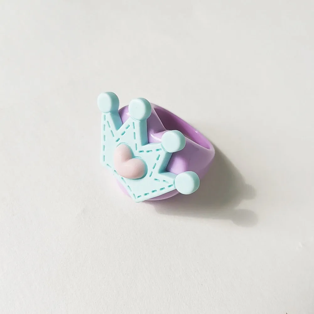 Lost Lady Cute Crown Clound Duck Flower Rings for Women