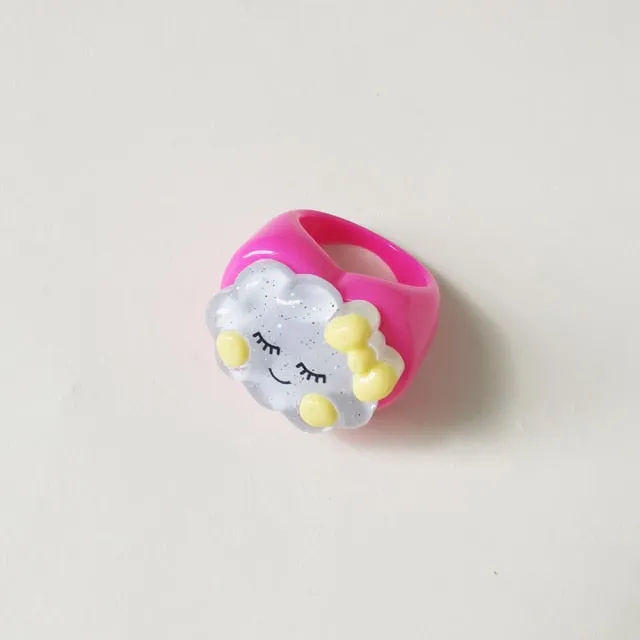Lost Lady Cute Crown Clound Duck Flower Rings for Women