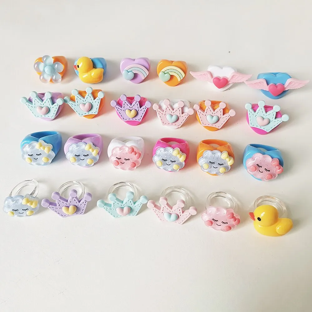 Lost Lady Cute Crown Clound Duck Flower Rings for Women