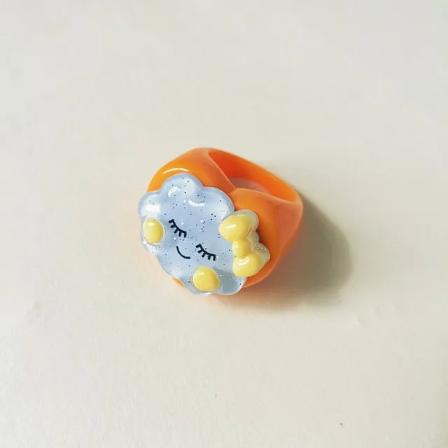 Lost Lady Cute Crown Clound Duck Flower Rings for Women