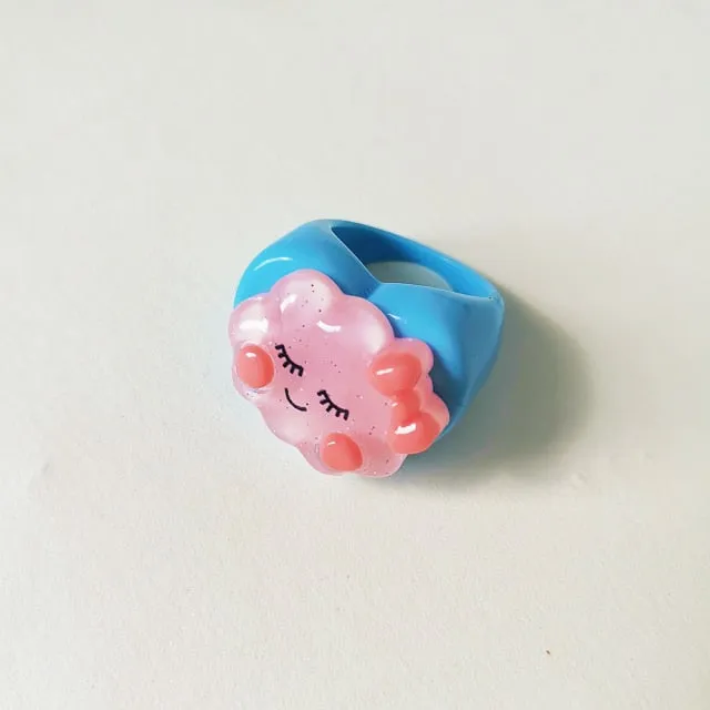 Lost Lady Cute Crown Clound Duck Flower Rings for Women