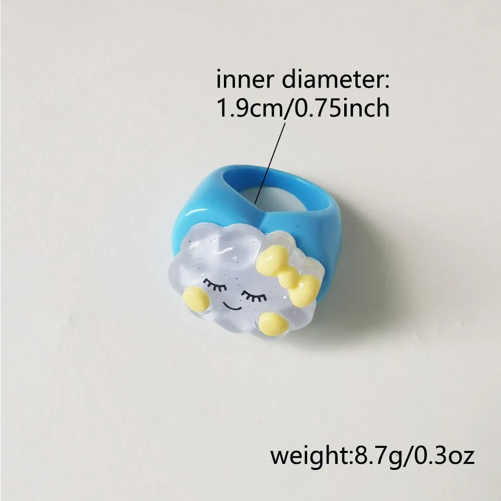 Lost Lady Cute Crown Clound Duck Flower Rings for Women