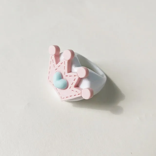 Lost Lady Cute Crown Clound Duck Flower Rings for Women