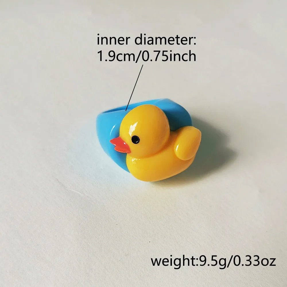 Lost Lady Cute Crown Clound Duck Flower Rings for Women