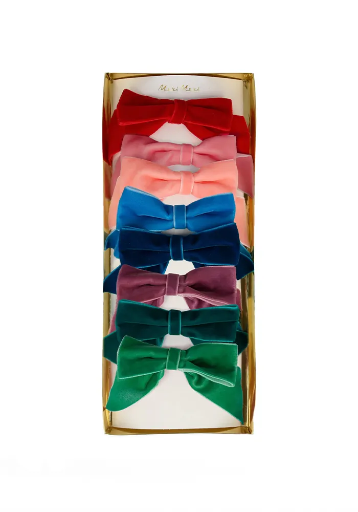Lot De 8 Barrettes Noeud En Velours