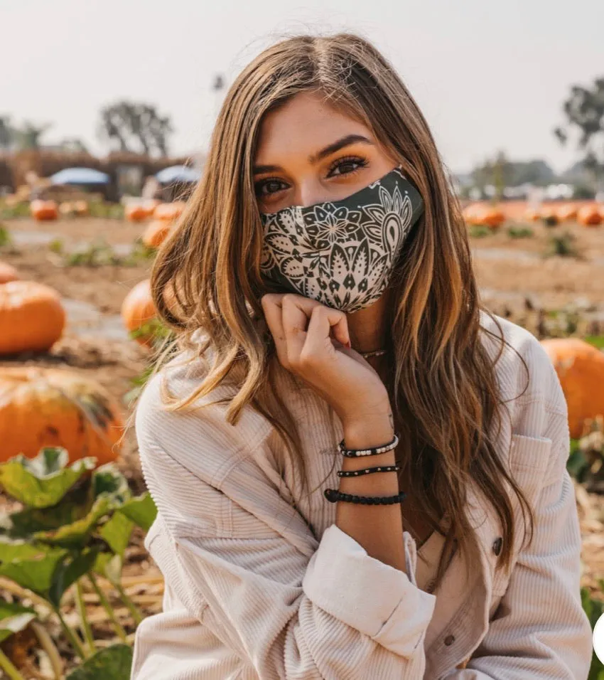 Lotus and Luna Nose Wire Wide Print Face Mask