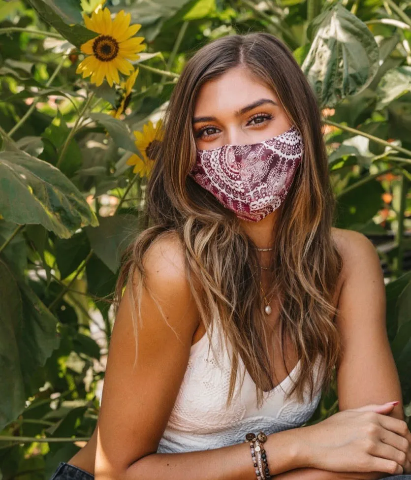 Lotus and Luna Nose Wire Wide Print Face Mask