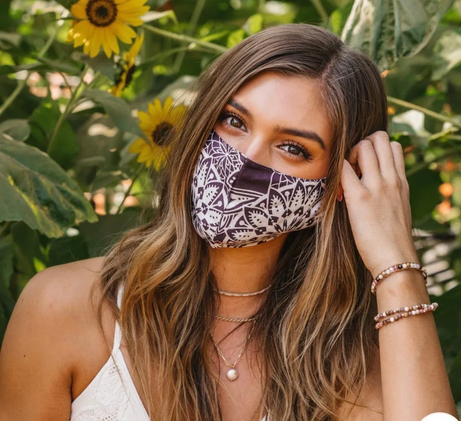Lotus and Luna Nose Wire Wide Print Face Mask