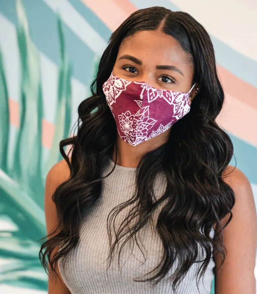 Lotus and Luna Nose Wire Wide Print Face Mask
