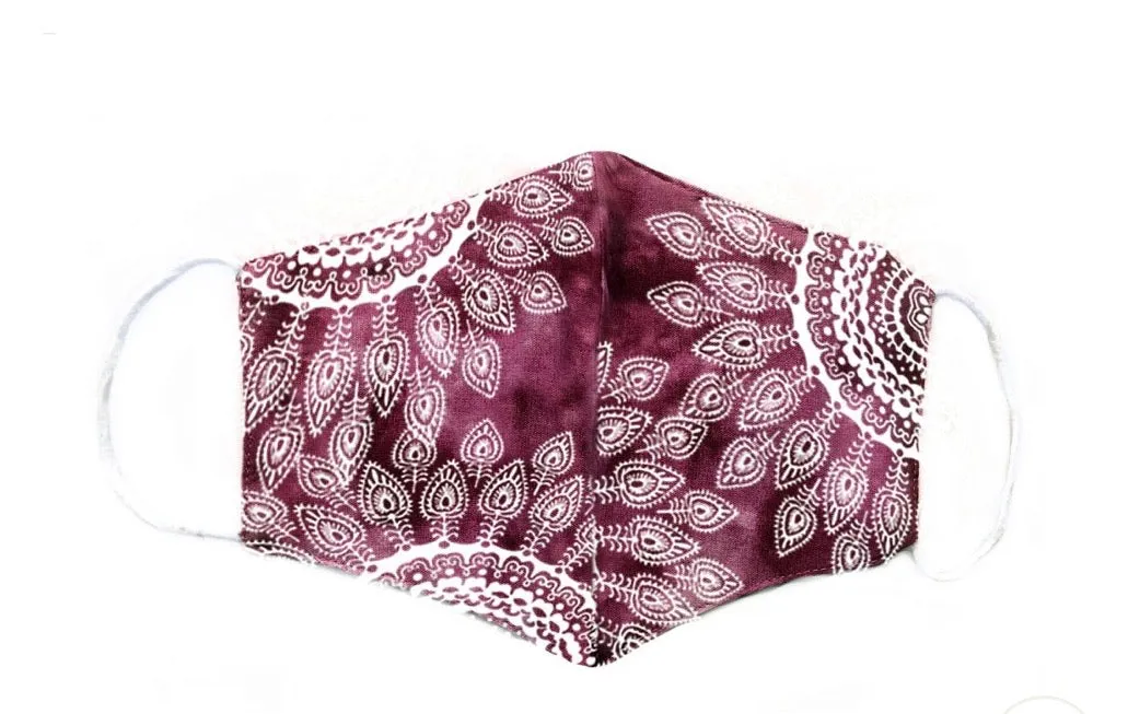 Lotus and Luna Nose Wire Wide Print Face Mask